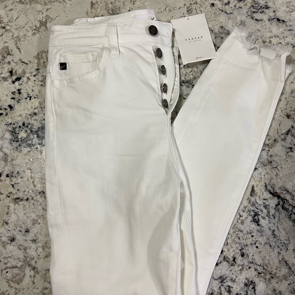 KanCan white high rise skinnies